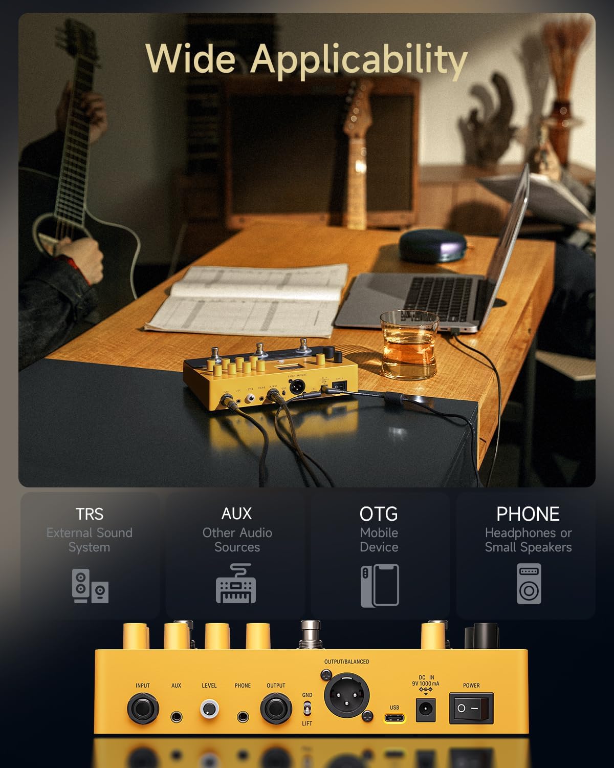 Donner Acoustic Guitar Multi-Effects Pedal APL, 8 Classic Effects Delay Overdrive Chorus, 6 IR Modes, 8 Min Looper, Variety of Interfaces, Auto-Notch Anti-howling, Includes Power Adapter and USB Cable