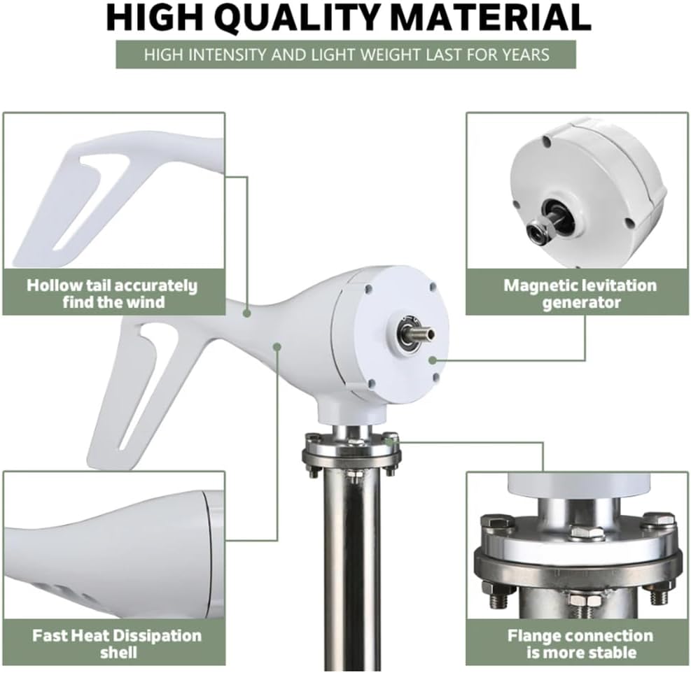 Low Noise 3500W Horizontal Wind Turbine Generator Set, with MPPT Controller 12V 24V 48V 220V High Power Home Wind Turbine Kit for Solar Power Generation System