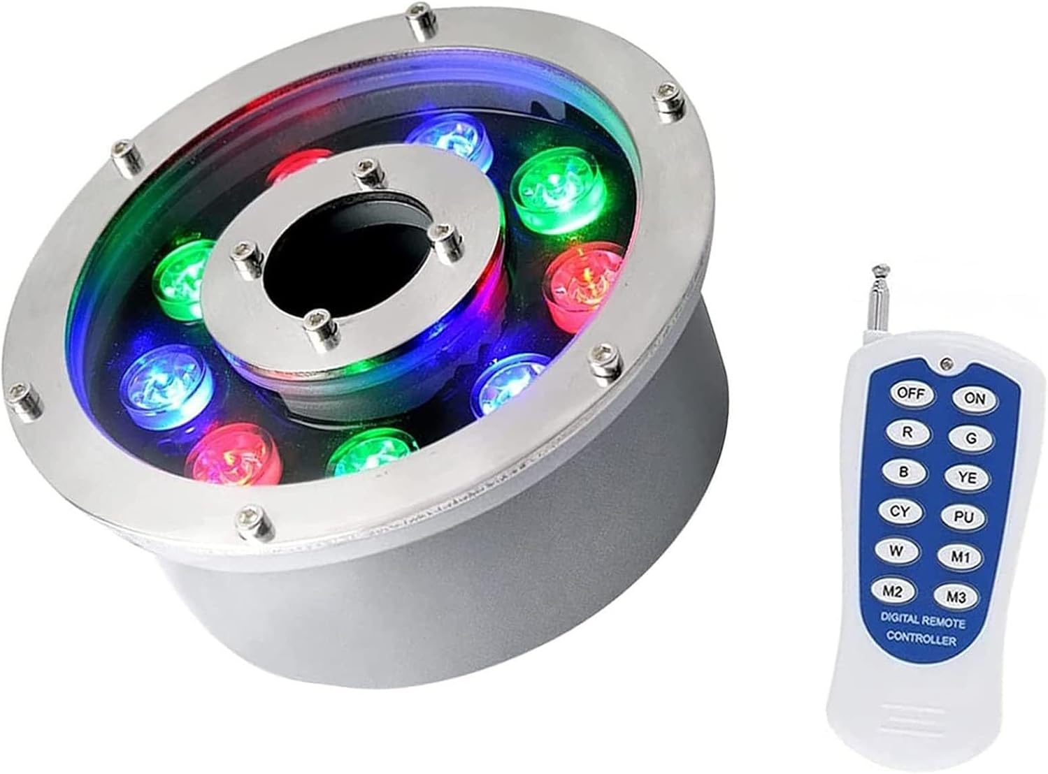 LED Ring Fountain Underwater Light - Underwater Pond Spotlight, Submersible Pool Lights, IP68 Waterproof Fountain Light Lamp/RGB Color Change Water Feature Lamp(18W(24V))