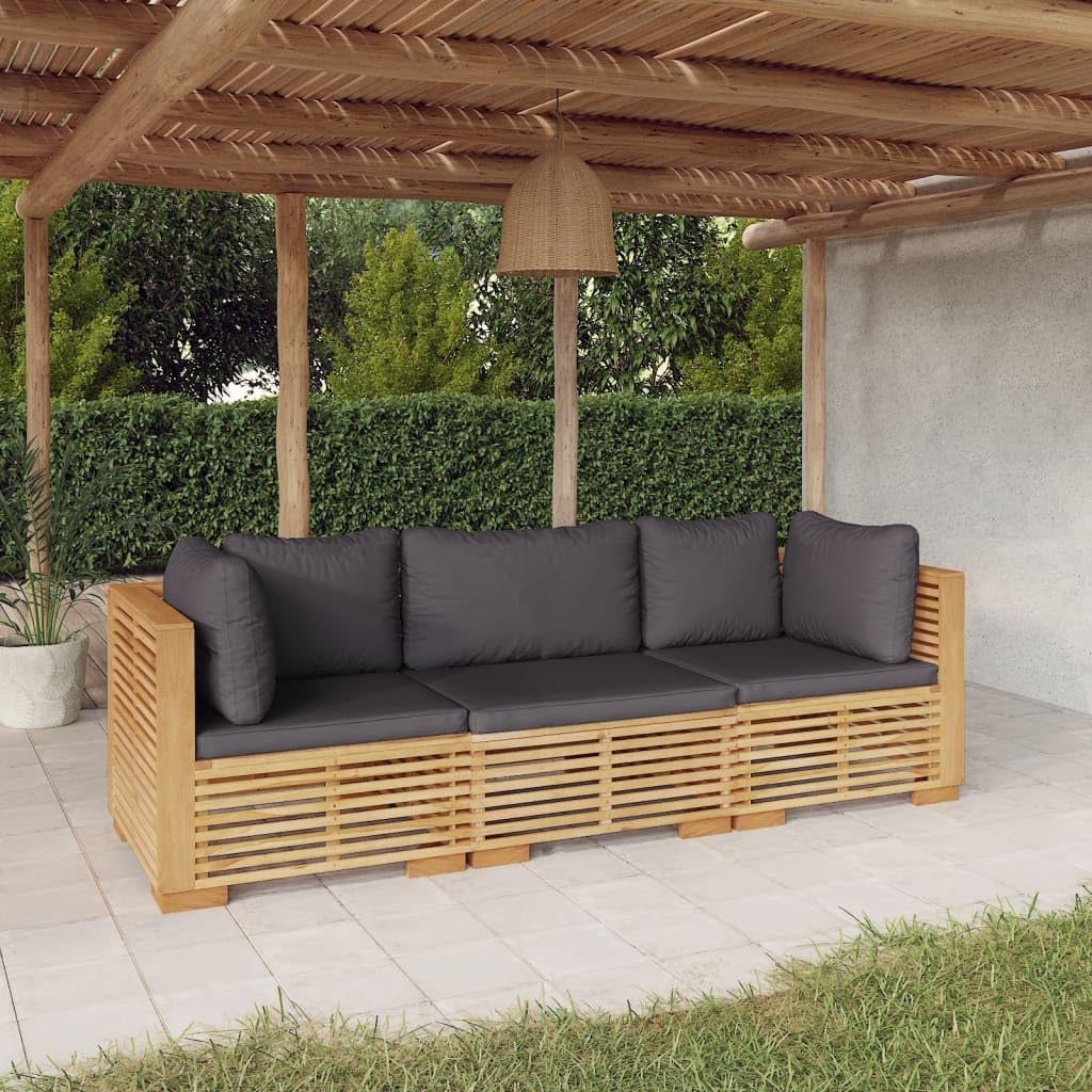 3 Piece Patio Lounge Set with Cushions Solid Wood Teak,Premium Teak Wood Garden Lounge Set with Comfortable Cushions for Outdoor Relaxation Furniture Sets for Patio, Lawn & Garden