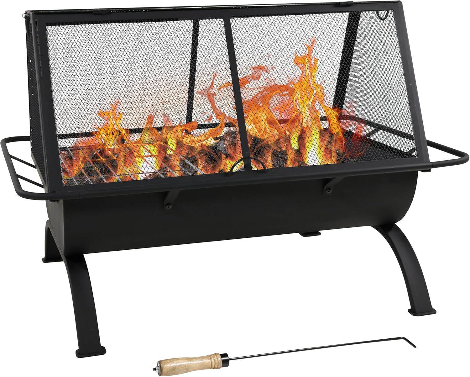 Sunnydaze 36-Inch Northland Steel Outdoor Fire Pit with Grill - Outdoor Fireplace with Cooking Grate, Spark Screen, Cover, and Poker