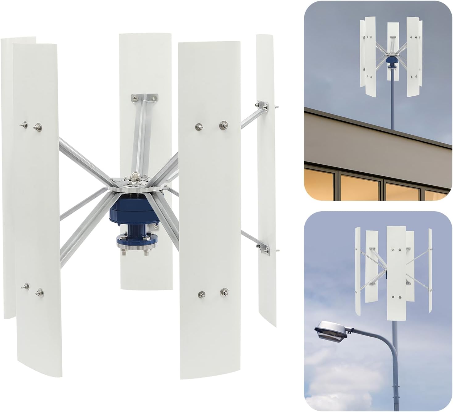 5-Blade Wind Turbine Generator, 500W Wind Power Turbine Generator Kit W/Controller, Vertical Axis Wind Turbine Generator for Home, Boat, RVs, Streetlights