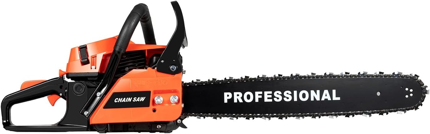 Gas Chainsaw,20 Inch 58cc Gas Powered Chainsaw,2 Stroke Engine High Rotational Speed 10500rpm Gas Chain Saw with Double Protection Switch,2600w Gasoline Chainsaws for Wood Cutting, Forest Felling