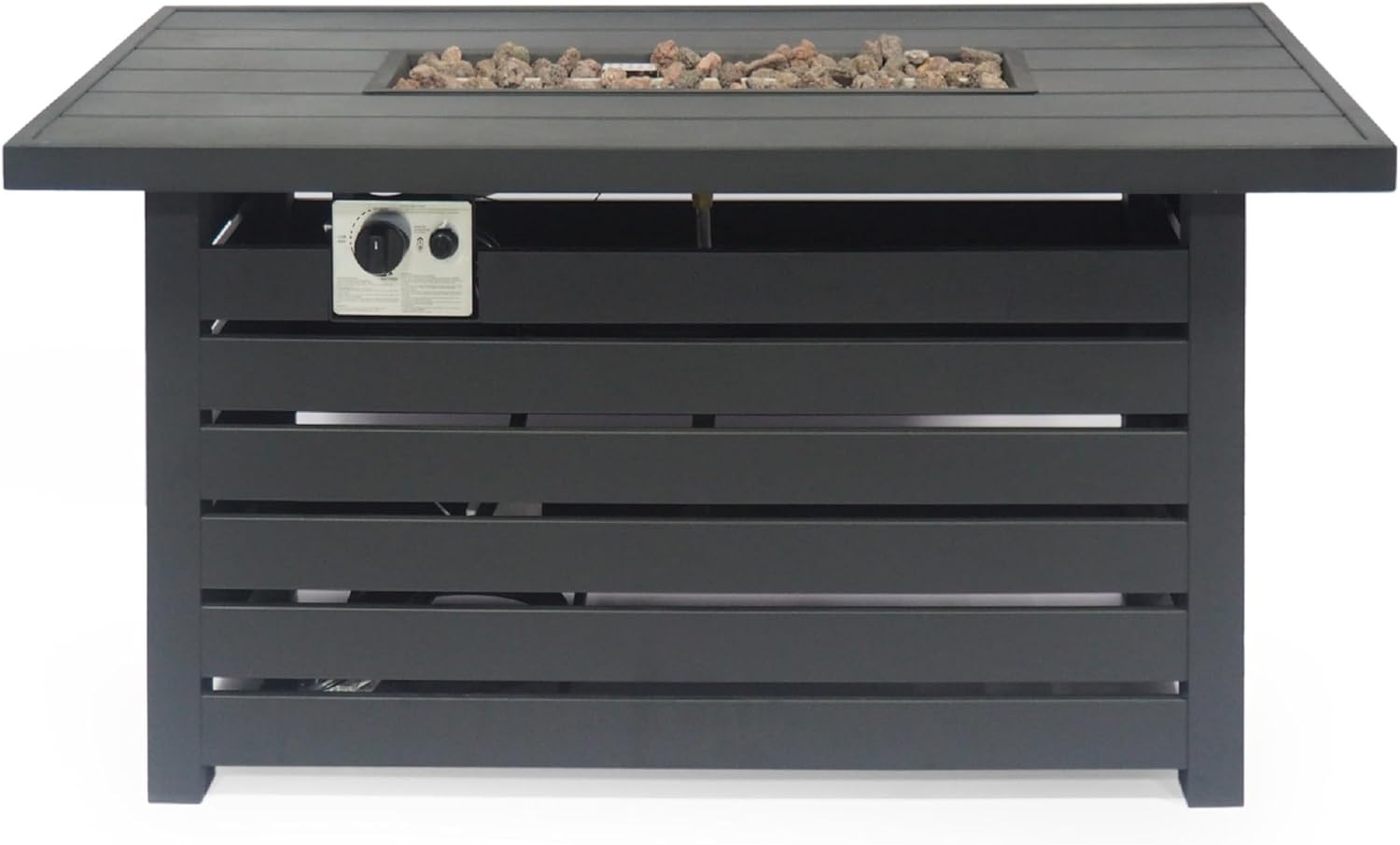 Benjara Outdoor Fire Pit, Black Iron, Inner Propane Gas Tank Storage, 47 Inch