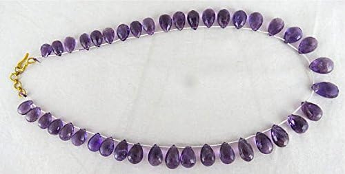 Natural Brazilian AMETHYST FACETTED Briolette BEADS Necklace 18 INCHES 17MM TO 11MM