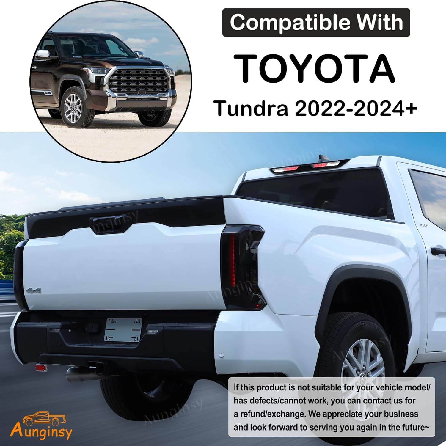 Aunginsy Car Rear Tail Light Cover Tail Lamp Shell Shade Compatible with Toyota Tundra 2022-2026, Smoked Taillight Shell Trim Cover Taillight Lamp Cover Guard Trim Frame Protect Decorative Accessories