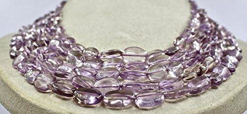 5 Line Natural Amethyst Long Beads Necklace 19 INCHES 13 MM to 10 MM