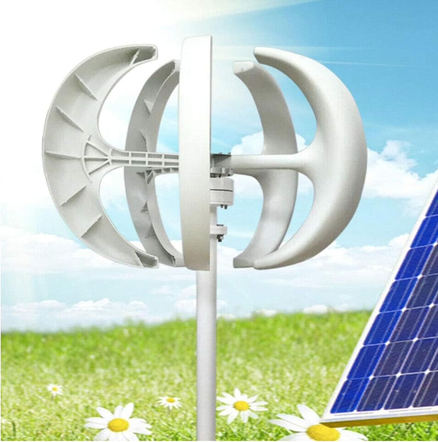 4500W Wind Turbine, 12V 24V 48V Vertical axis Wind Turbine, 5 Blade Wind Turbine Generator Set, high Efficiency and Low Noise, Suitable for Home Hybrid car Street lamp
