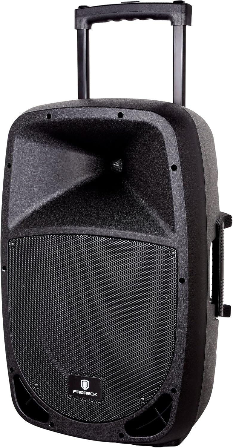 PRORECK Freedom 15 Portable 15-Inch 800 Watt 2-Way Rechargeable Powered Dj/PA Speaker System with Bluetooth/USB/SD Card Reader/FM Radio/Remote Control/Wireless Microphones/Speaker Stand