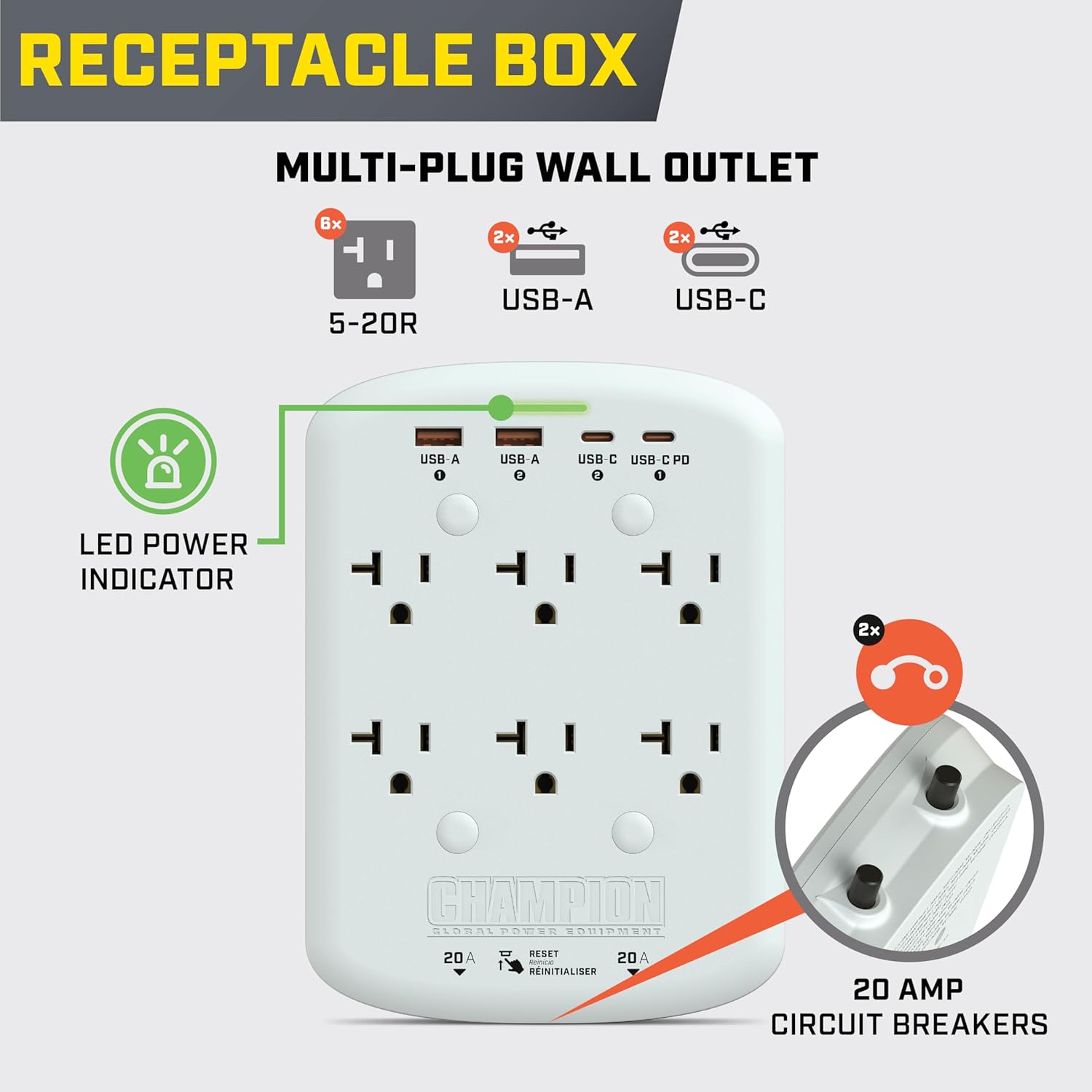 Champion Power Equipment 30-Amp Through Wall Generator Kit with Weather-Resistant Power Inlet Box