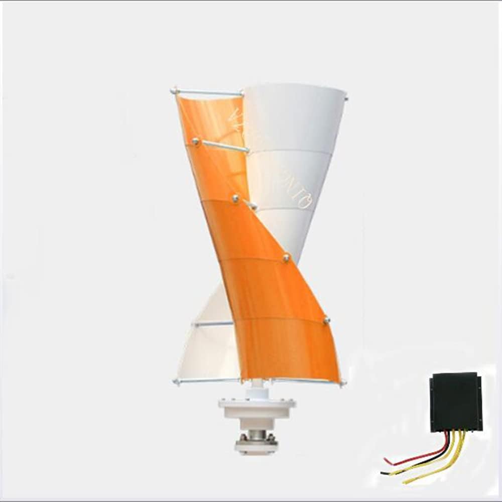 4000W Vertical Axis Wind Turbine Generator, 220V 12V/24V/48V Wind Generator 10 Blade Vertical Spiral Turbine Generator with Controller (Orange White),48v