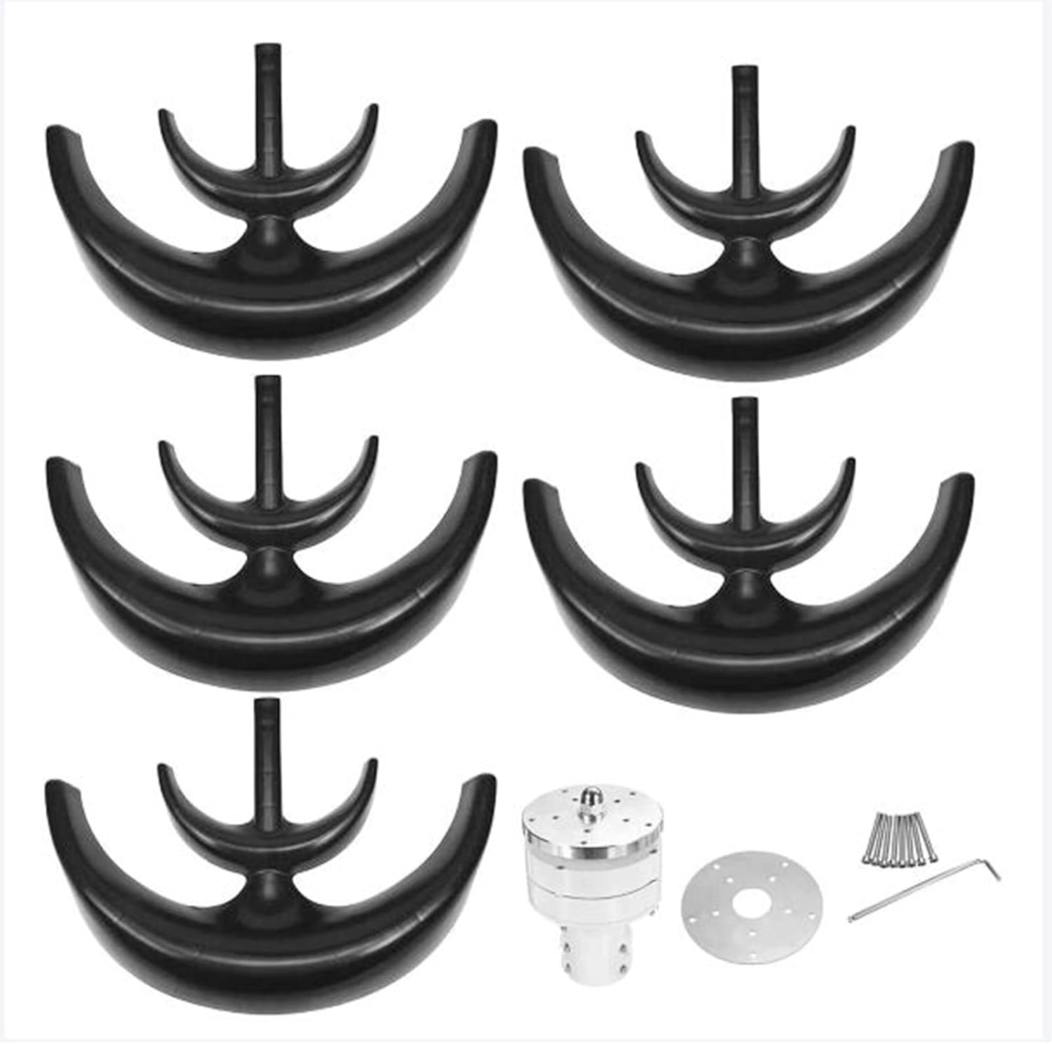 Low Noise 6000W Vertical Wind Generator 5 Blades Vertical Wind Power Turbine Generator Lantern Style with Charge Controller 12V 24V 48V (Black)