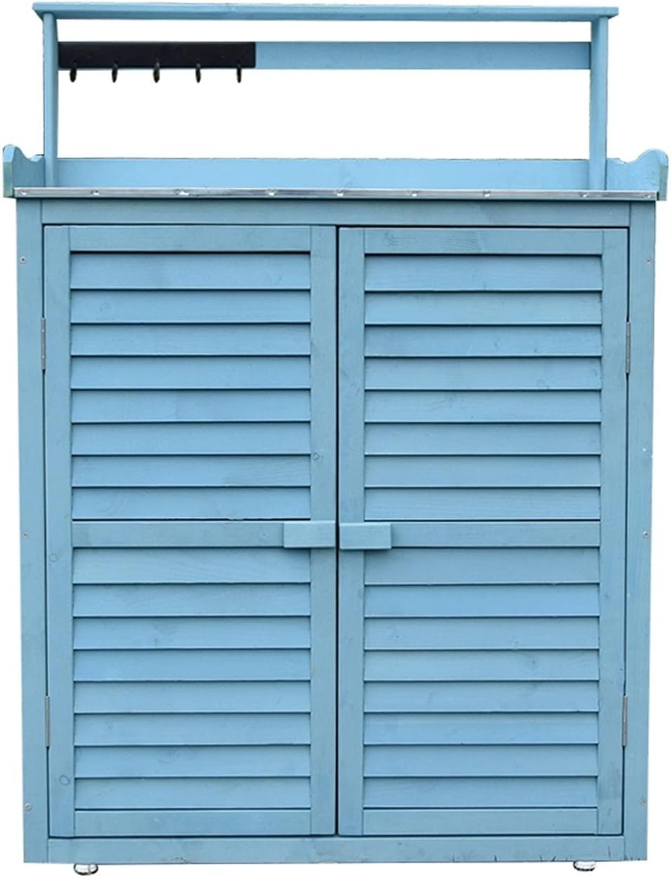 Outdoor Storage Cabinet Waterproof with Shelves Ventilated Shutter Door, Outdoor Cabinets Weatherproof Tall Adjustable Foot Pads for Delivery Patio Garden and Porch(Blue)