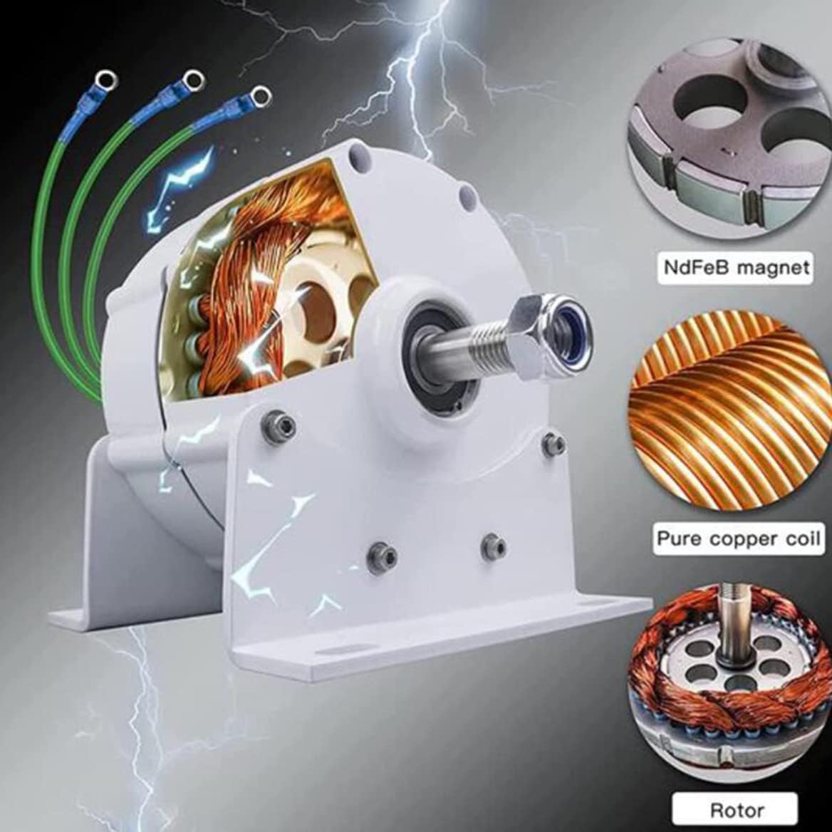 10000W Gearless Permanent Magnet Alternator, Low RPM AC Generator for Wind & Hydro Turbines, 12V High Efficiency Power Supply, Renewable Energy Solution
