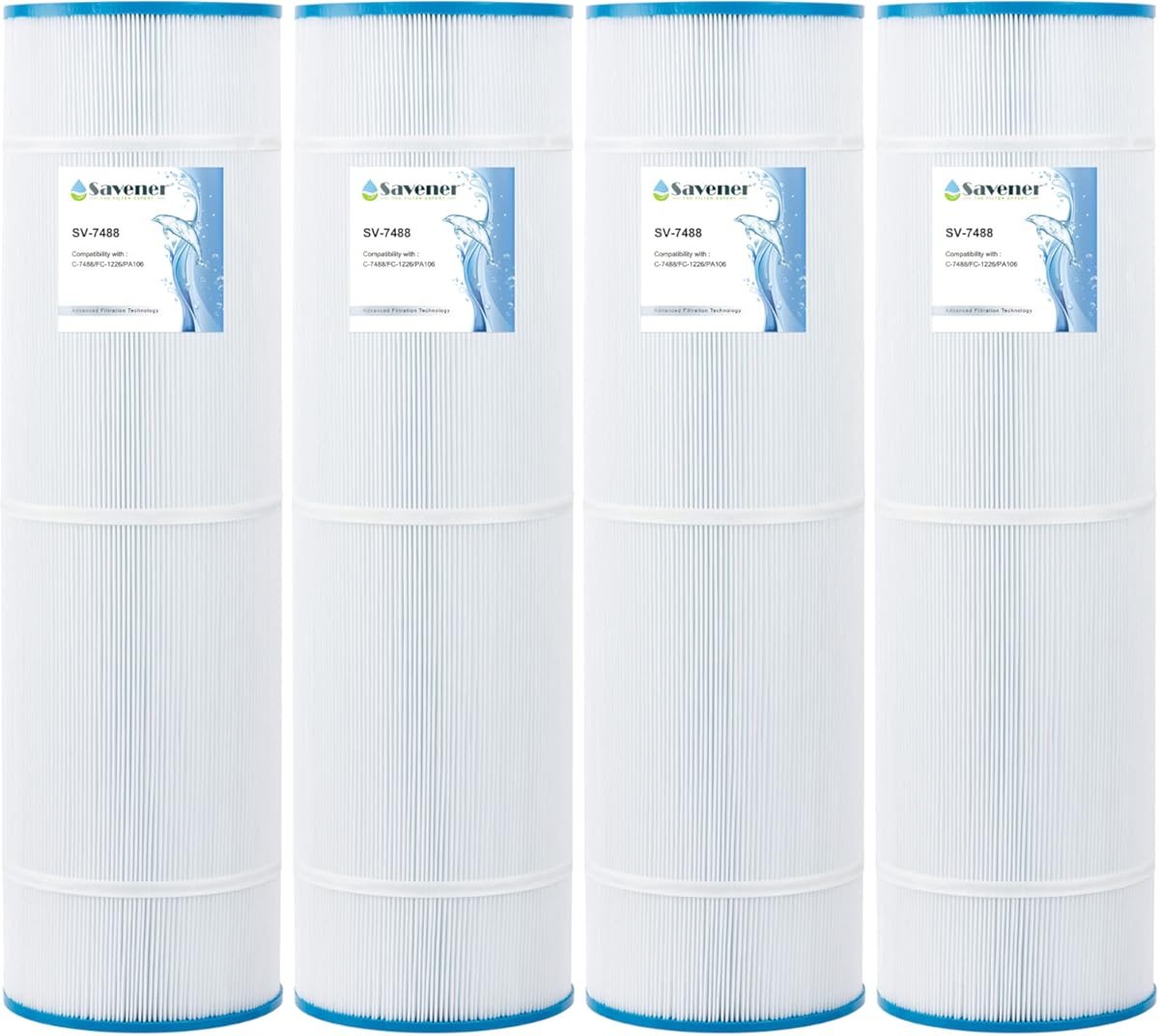 PA106-PAK4 Swimming Pool and Spa Replacement Filter Cartridge Hot Tub Filter Replaces for Unicel C-7488 106Sq.ft FC-1226 Hayward CX880RE Aladdin 20601 AK-6045 71061 4 Pack