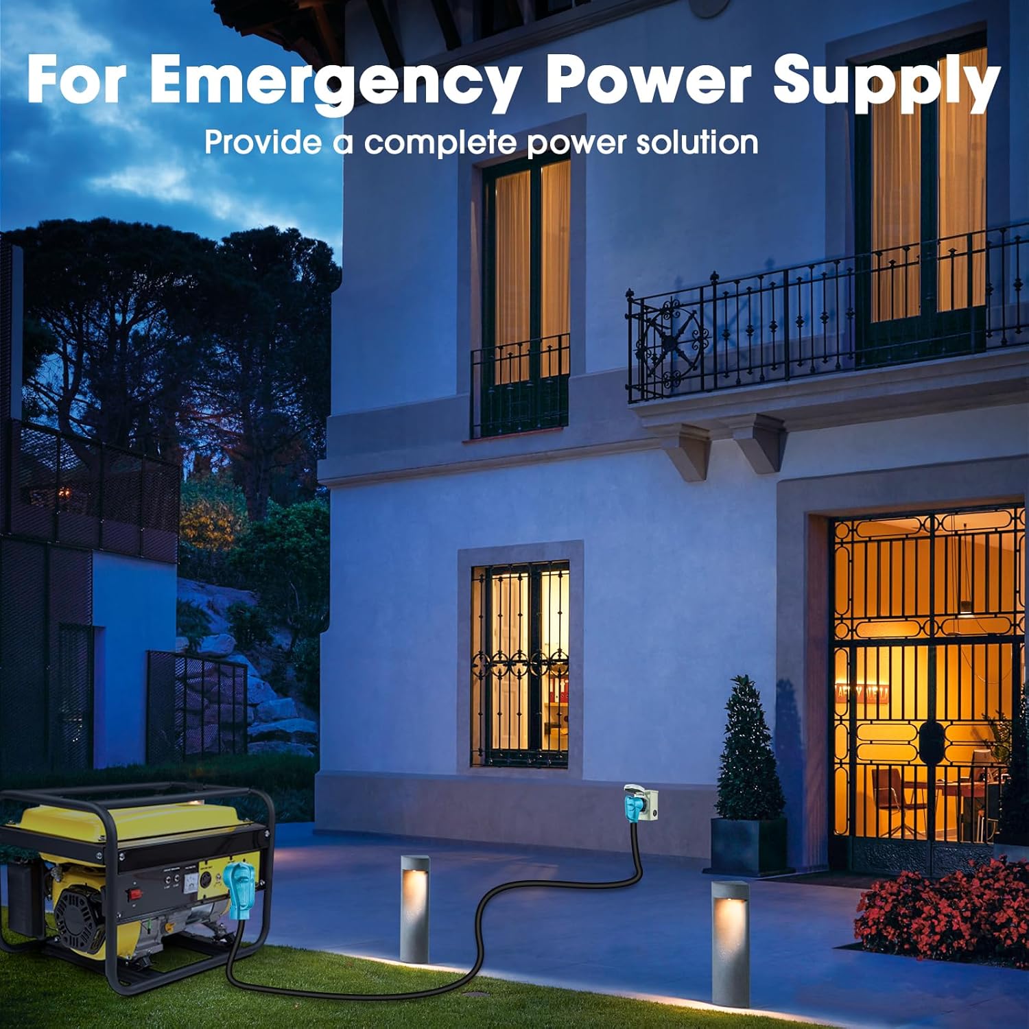 50 Amp Generator Power Cord and Power Inlet Box Waterproof Combo Kit, 125V/250V 50A NEMA 14-50P to SS2-50R Generator Extension Cord with NEMA SS2-50P Generator Inlet, ETL Listed (25FT)