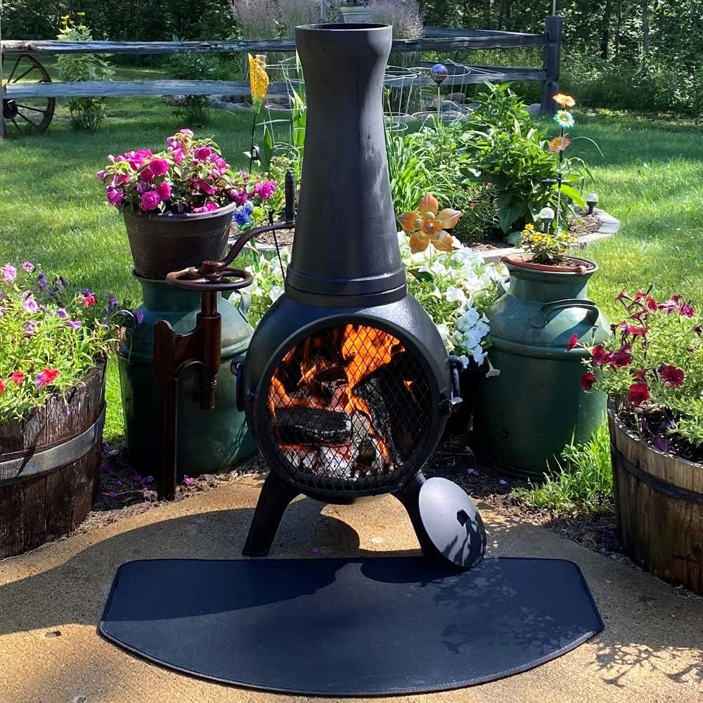 The Blue Rooster Prairie Fire Chiminea Outdoor Fireplace - Wood Burning Cast Aluminum Deck or Patio Firepit 44