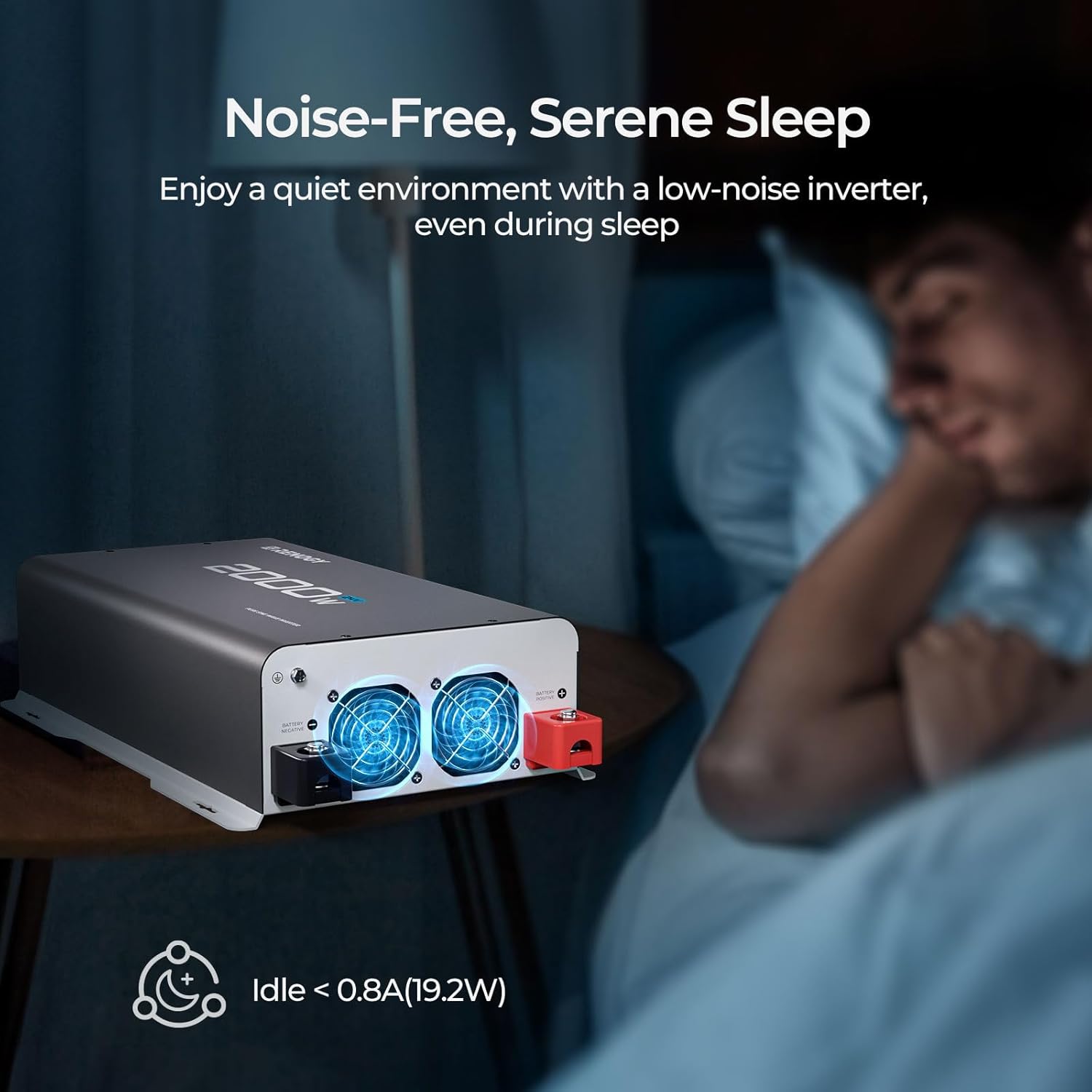 Renogy 2000W 24V Pure Sine Wave Inverter, 4000W Peak Power, 92% Energy Efficiency, with 2 AC Outputs, Remote Control, RV Truck Marine Camping