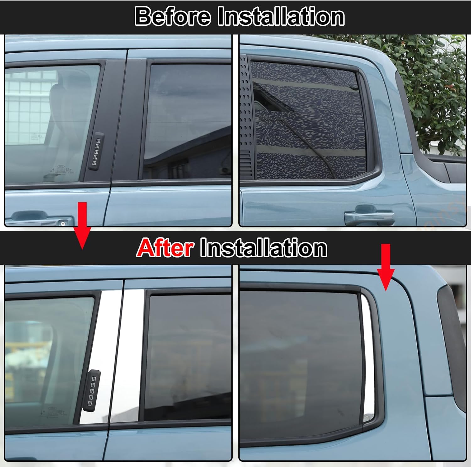 Car Door Window Centerpillar Molding Trim Cover Compatible with Ford Maverick 2022 2023 Car Exterior Side Door Window Center Pillar Post Molding Decorative Panel Protection Stainless Steel Accessories