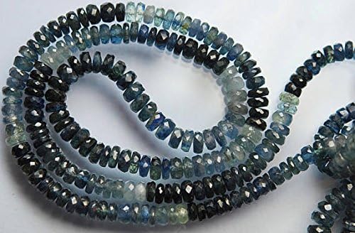 13 inch Natural Beads Strand of 6-4.5mm Faceted rondelle Teal Blue Sapphire Gemstone Beads for DIY Jewelry - Necklace, Bracelet, Earring, Ring.