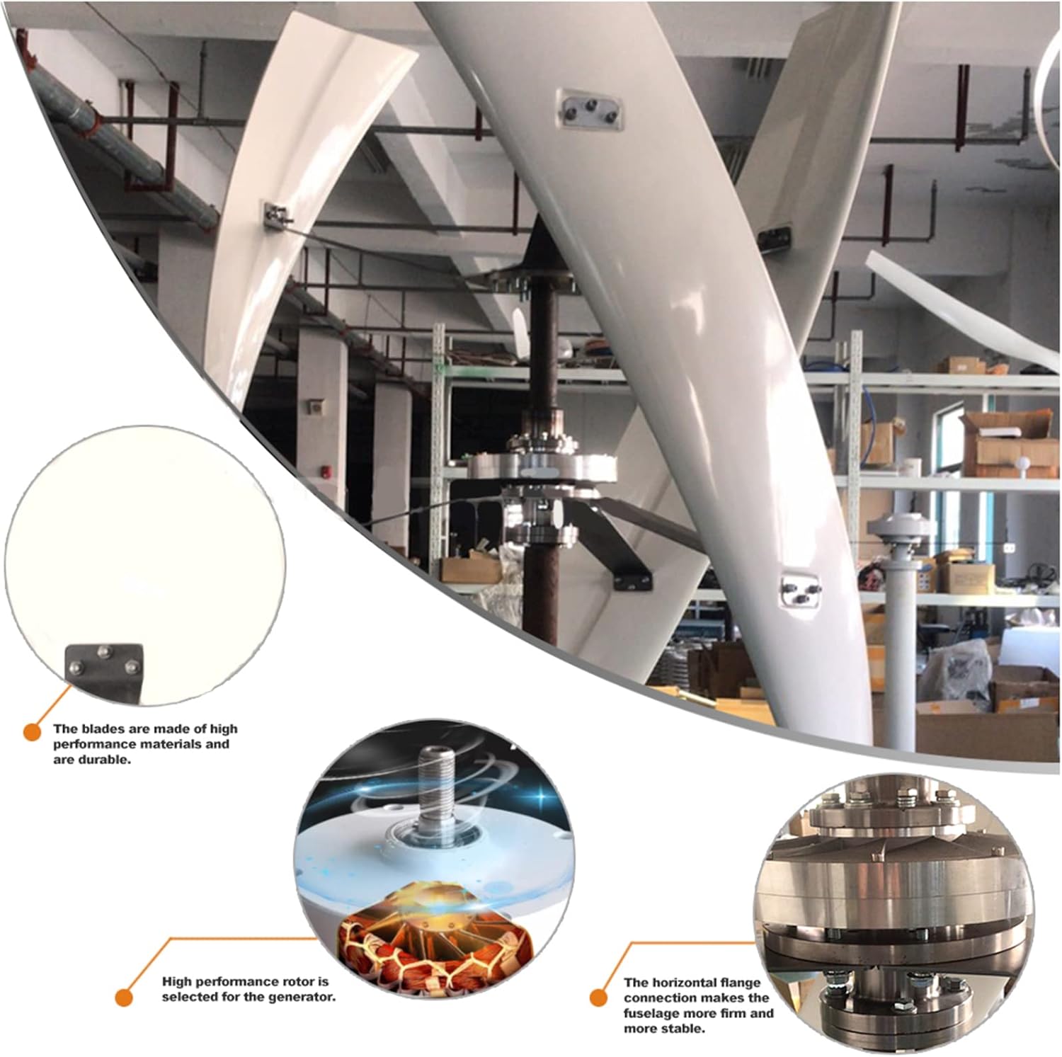 1000W New Wind Vertical Turbine Generator Kit, 12V 24V 48V 220V with MPPT Hybrid Controller Low Noise Verticalwind Turbine (White)