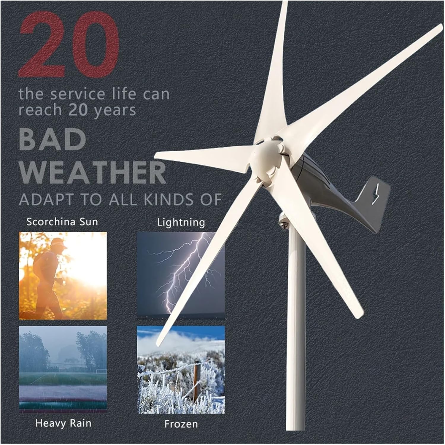 Wind Turbine Generator Kit, Free Energy Wind Turbine Generator 3000w 12v 24v 48v 5 Blades Windmills RV Yacht Farm for Home Use for Hybrid Solar Wind System(48V)