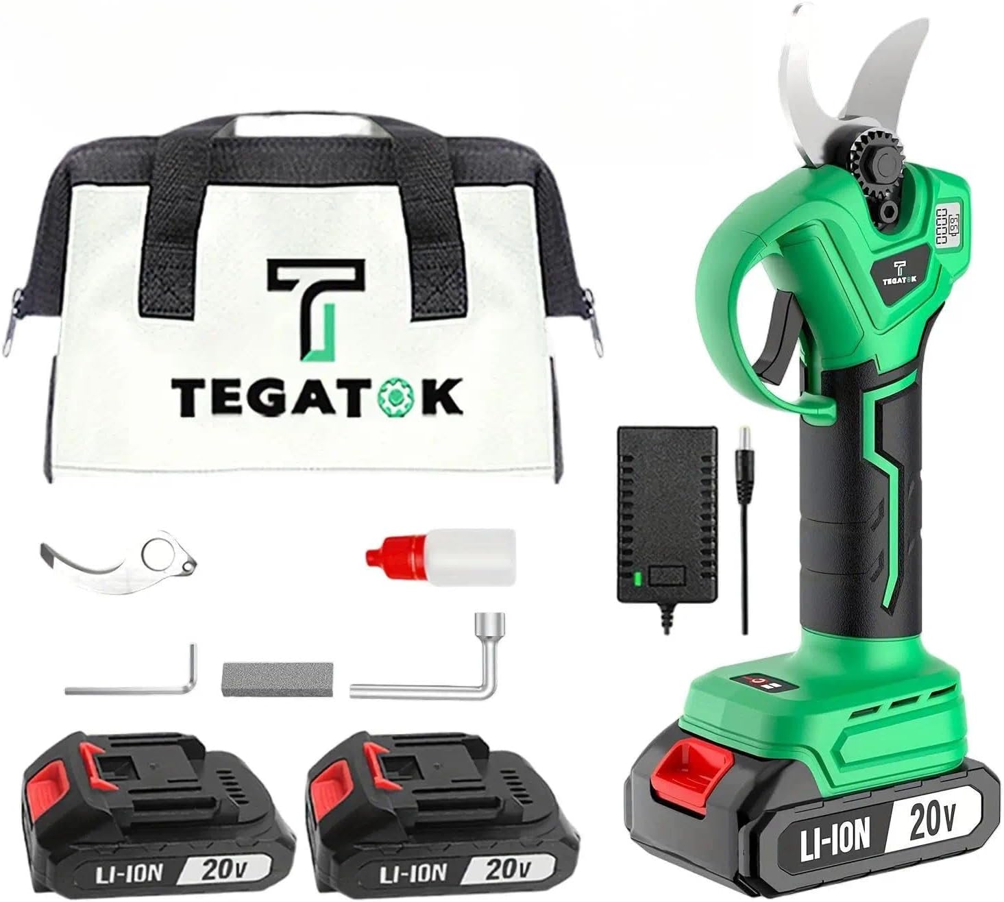 Green Electric Pruning Shears, Wireless Electric Clippers, Equipped With A Battery And Charger, Suitable For Trimming Branches In The Garden And Potted Plants On The Balcony.