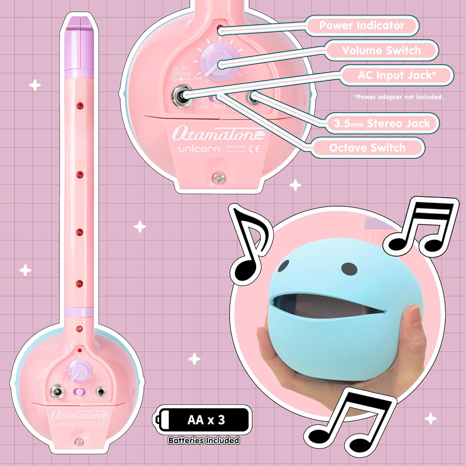 Otamatone Regular [Strawberry] and OT Deluxe [Unicorn] Bundle Japanese Electronic Musical Instrument Portable Music Synthesizer Maywa Denki Award Winning Educational Fun Gift for Children Teen Adult