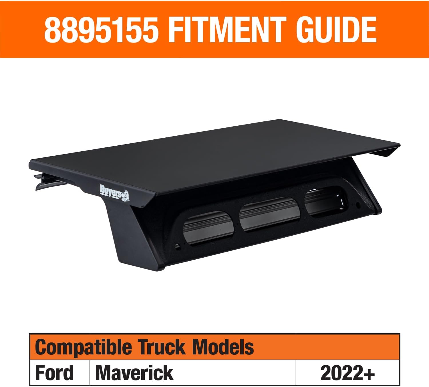 Buyers Products 8895155 Drill-Free Light Bar Cab Mount for Ford Maverick 2022+, Maverick Light Bar for Strobe & Warning Lights, Maverick Accessories