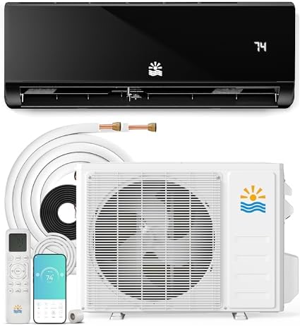 18000 BTU Mini Split Ac/Heating System, 20 SEER2 230V Air Conditioner Inverter Heating and Cooling, Ac Split Units Cools Up to 1250sq.ft, 24H Timer, Black