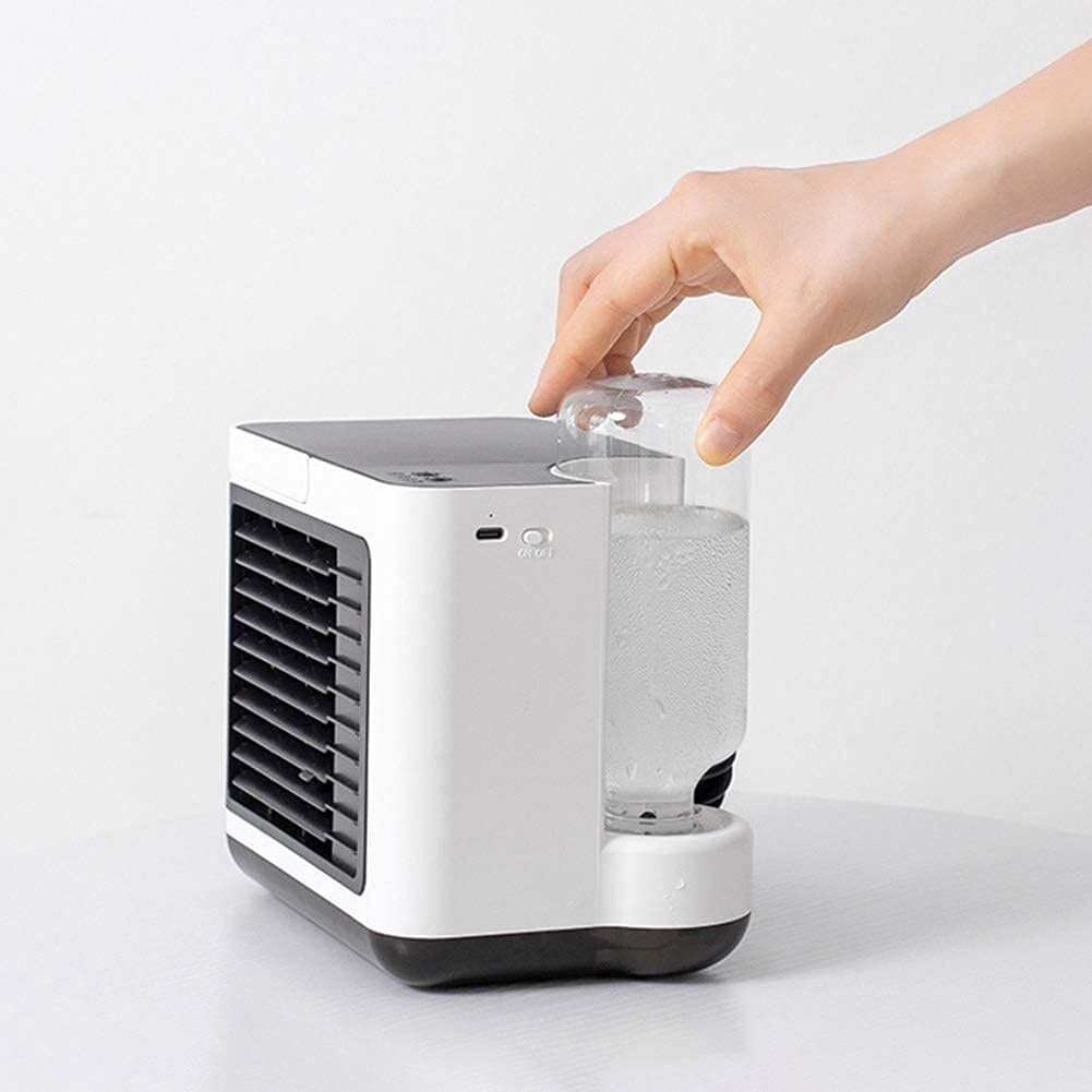 Portable Air Cooler, 3-in-1 Mobile Air Conditioner, Humidifier & Purifier with 3 Speeds, Desktop Fan for Home, Office, Travel & Dorm