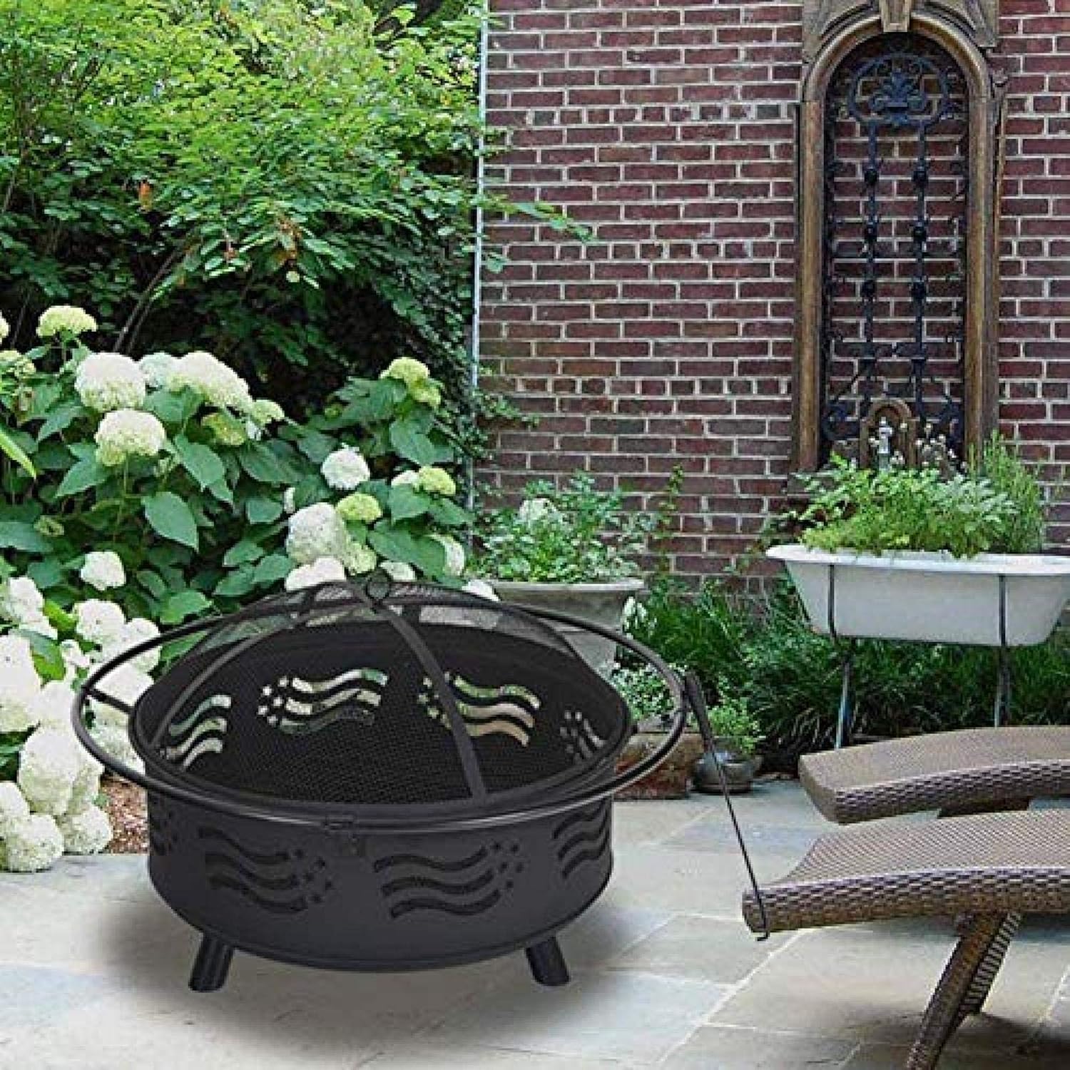 Fire Pit BBQ Grill Fire Bowl Heavy Outdoor Brazier with Stove Brazier and Screen Included