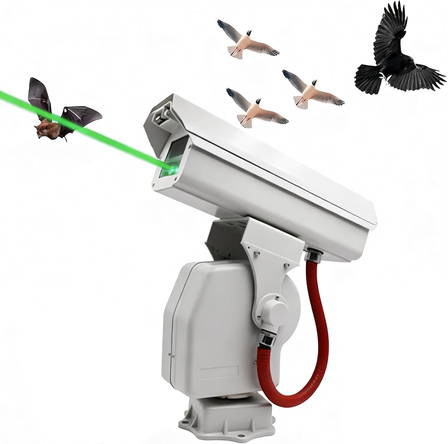 Bird Repellent Laser Devices, Automatic Bird Scarer with 360° Rotary, APP Remote Control, IP66 Waterproof, Quiet User-Friendly, for Substations, Airports, Orchards, Farmland B
