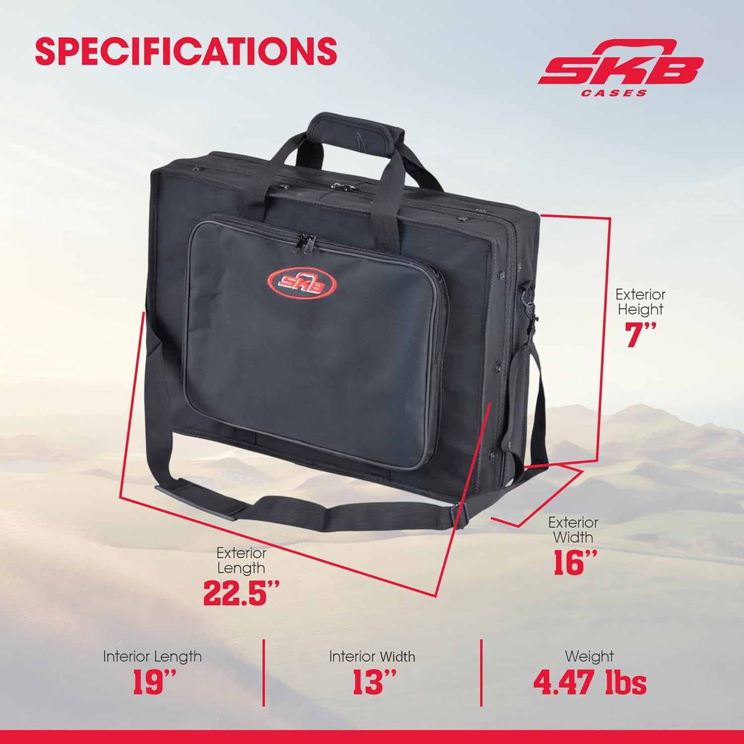 SKB 19”x13” Controller Soft Case - Padded Bag w/ Rigid Foam Frame, Shoulder Strap and Double Zippers for DJ Controllers & Small MIDI Keyboards, Black