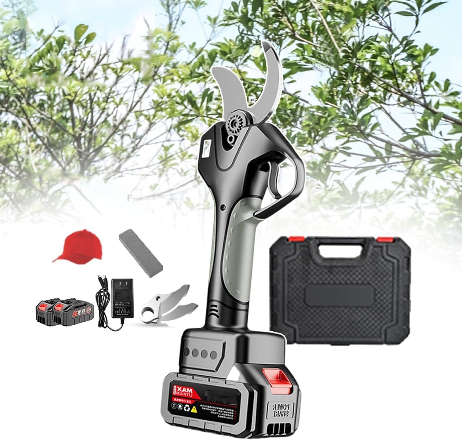 Electric Pruning Shears 21V, Cordless Secateurs with 45mm Cutting Capacity, Brushless Motor, Battery-Powered Tree Pruner for Gardening, Trees, and Hedges