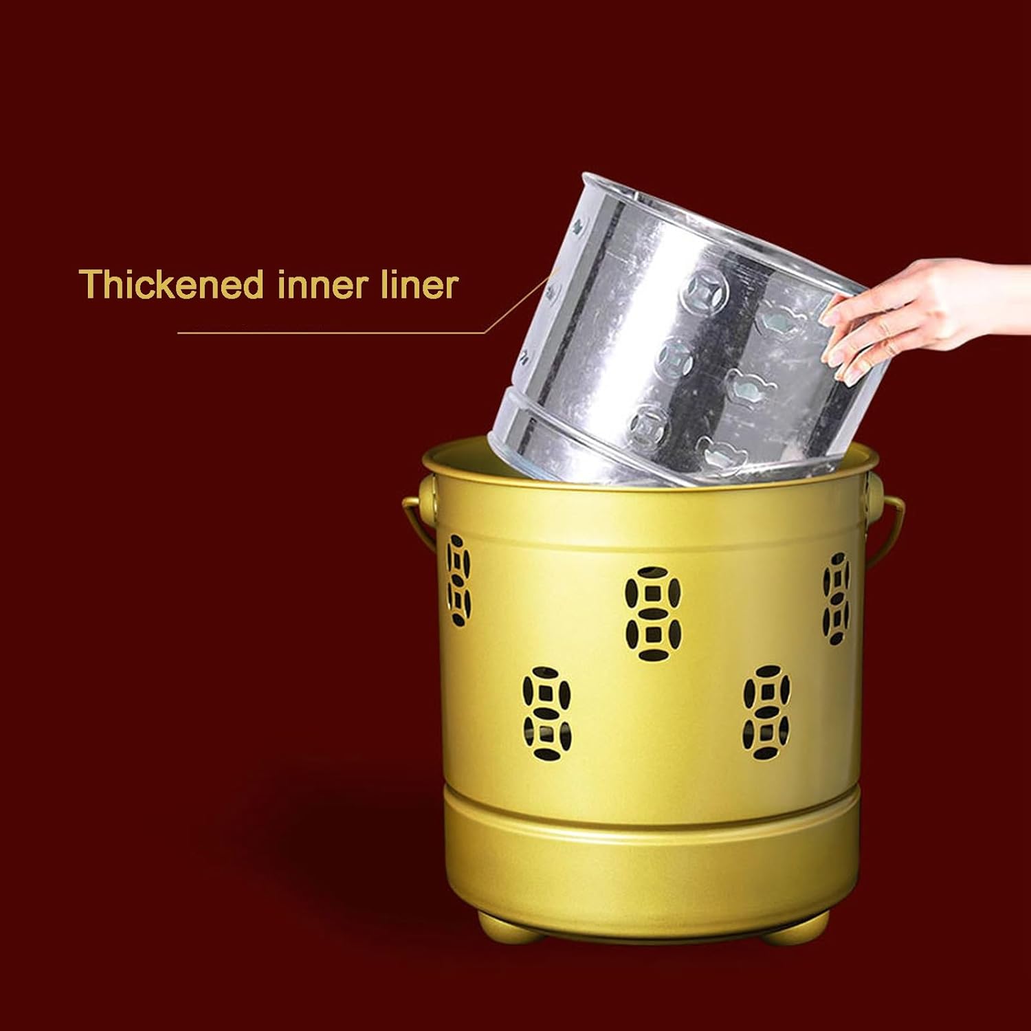 Burn Barrels for Outside, Fire Barrel, Incinerator, Portable Fire Pit, Burn Can for Paper, Burner Bucket for Burning Paper Leaves Trash Wood Burner(Gold,35cm/13in)