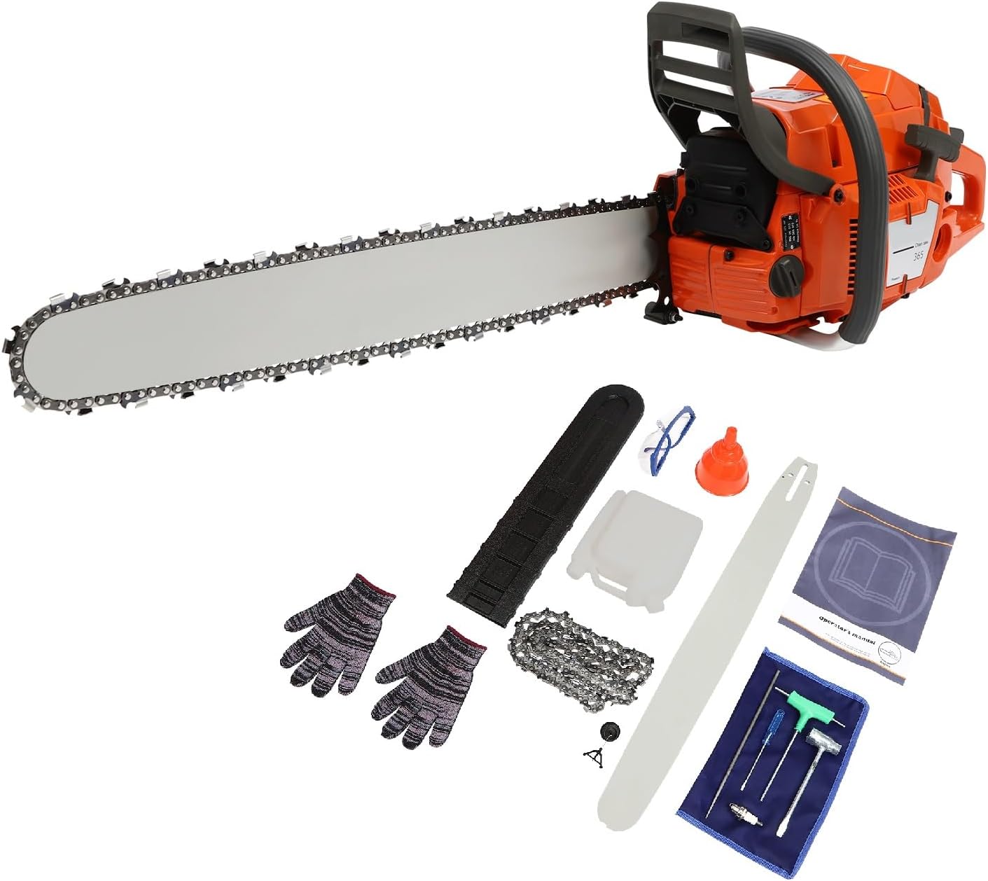 65CC Gas Powered Chainsaw, 24 Inch 2 Stroke Petrol Powered Chain Saw, Handheld Cordless Chain Saw, 2700RPM Single Cylinder Gas Engine, Cordless Handheld Petrol Chainsaws for Trees Wood Cutting