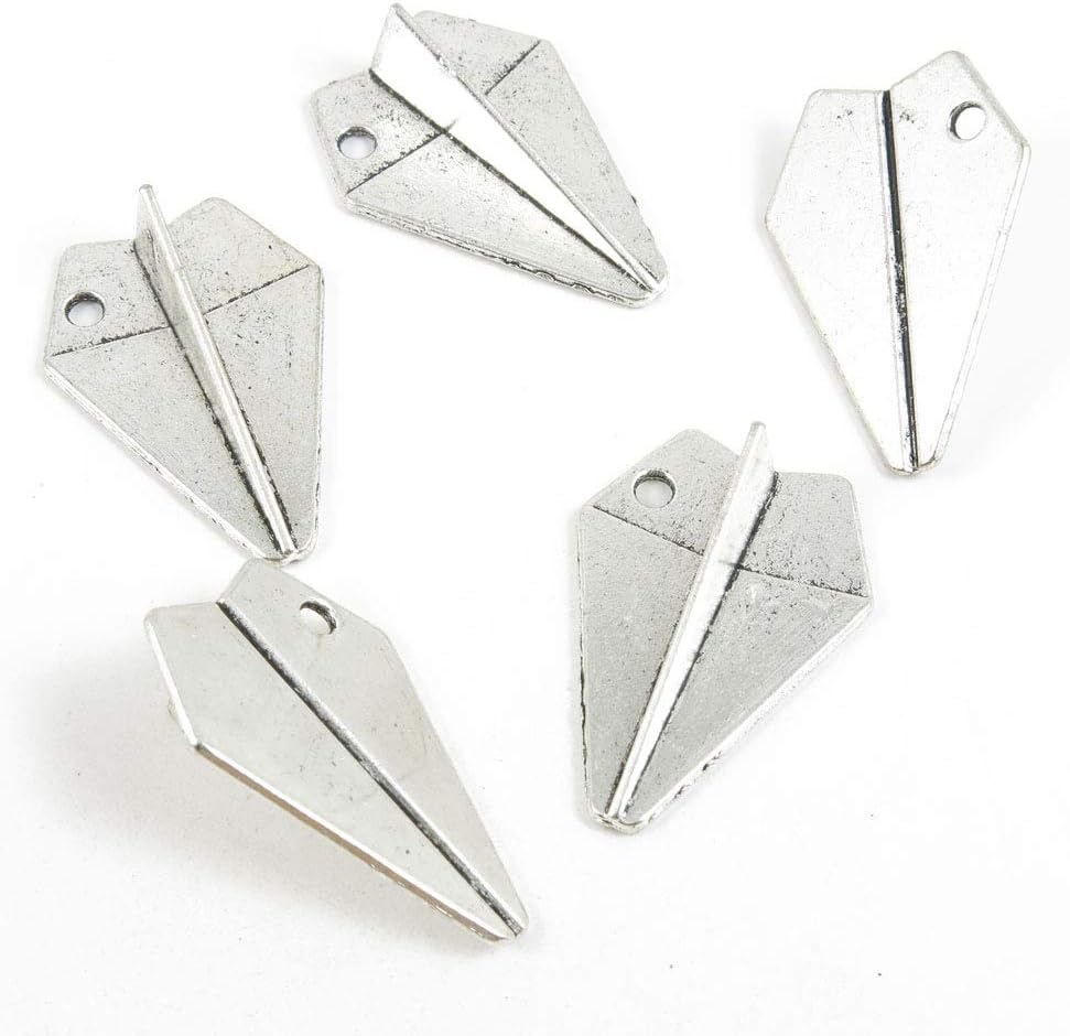 360 Pieces Antique Silver Tone Jewelry Making Charms Crafting Beading Craft X6MA3 Paper Aircraft Airplane Spaceship
