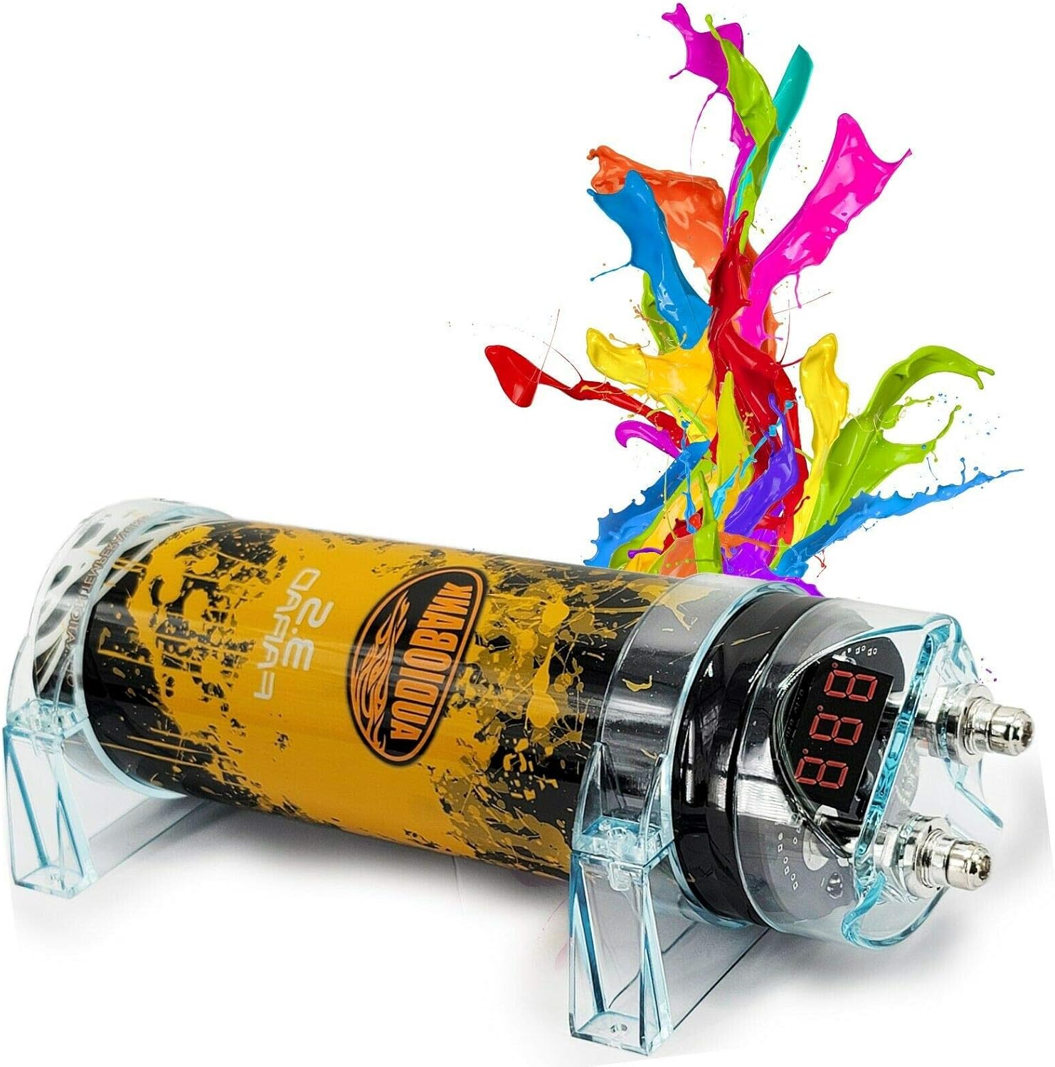 Audiobank 3.5 Farad Capacitor Car Audio 3500 Watts Power 12V Car Digital Power and Audiotek AT-BCC4AR-RED Complete 4 Gauge Car Amplifier Installation Wiring Kit