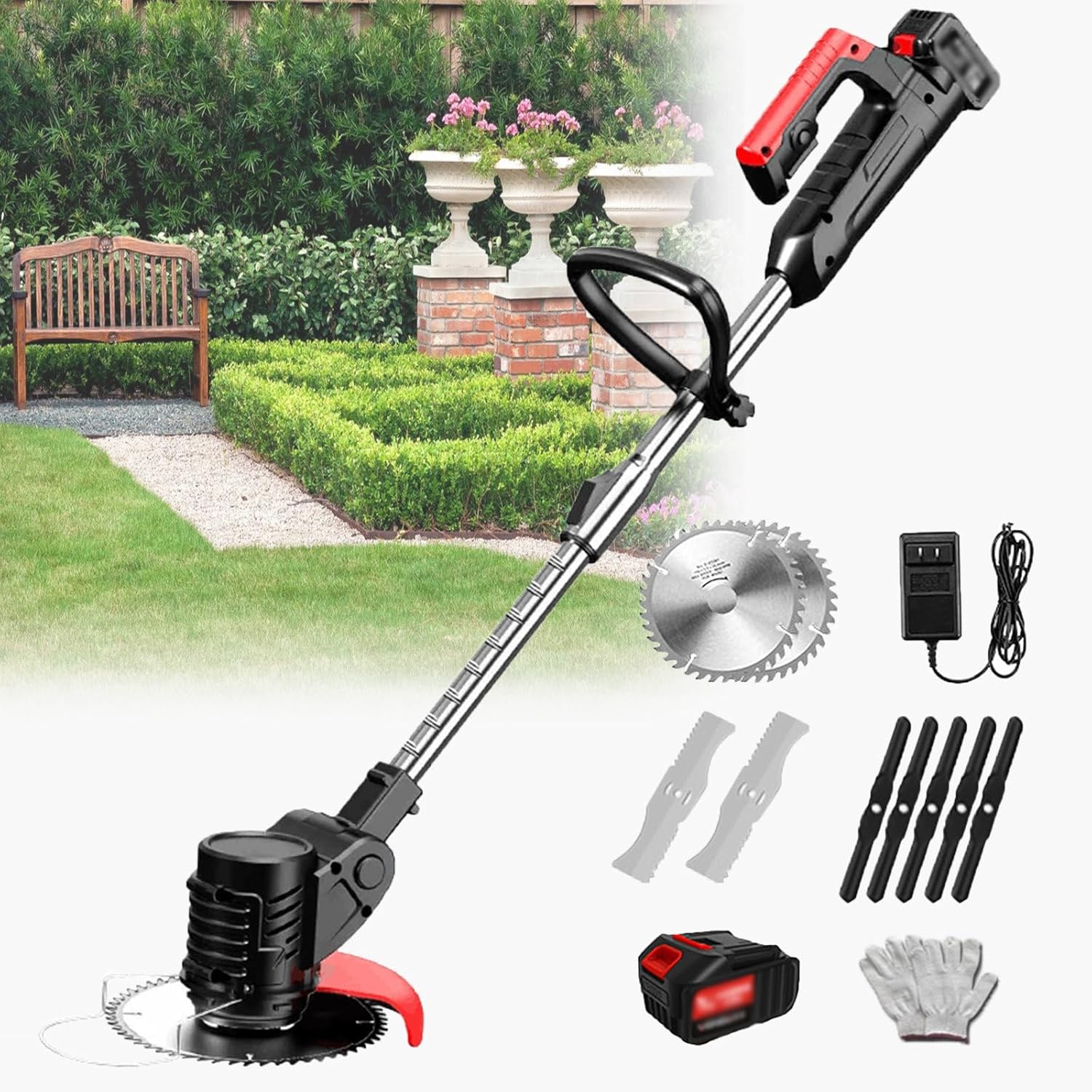 Handheld Electric Lawn Mower Portable Lawn Mowing Tool for Agriculture Household Cordless Weeder Garden Mowing Tool Lawn Brusher,24V/4.0Ah ()