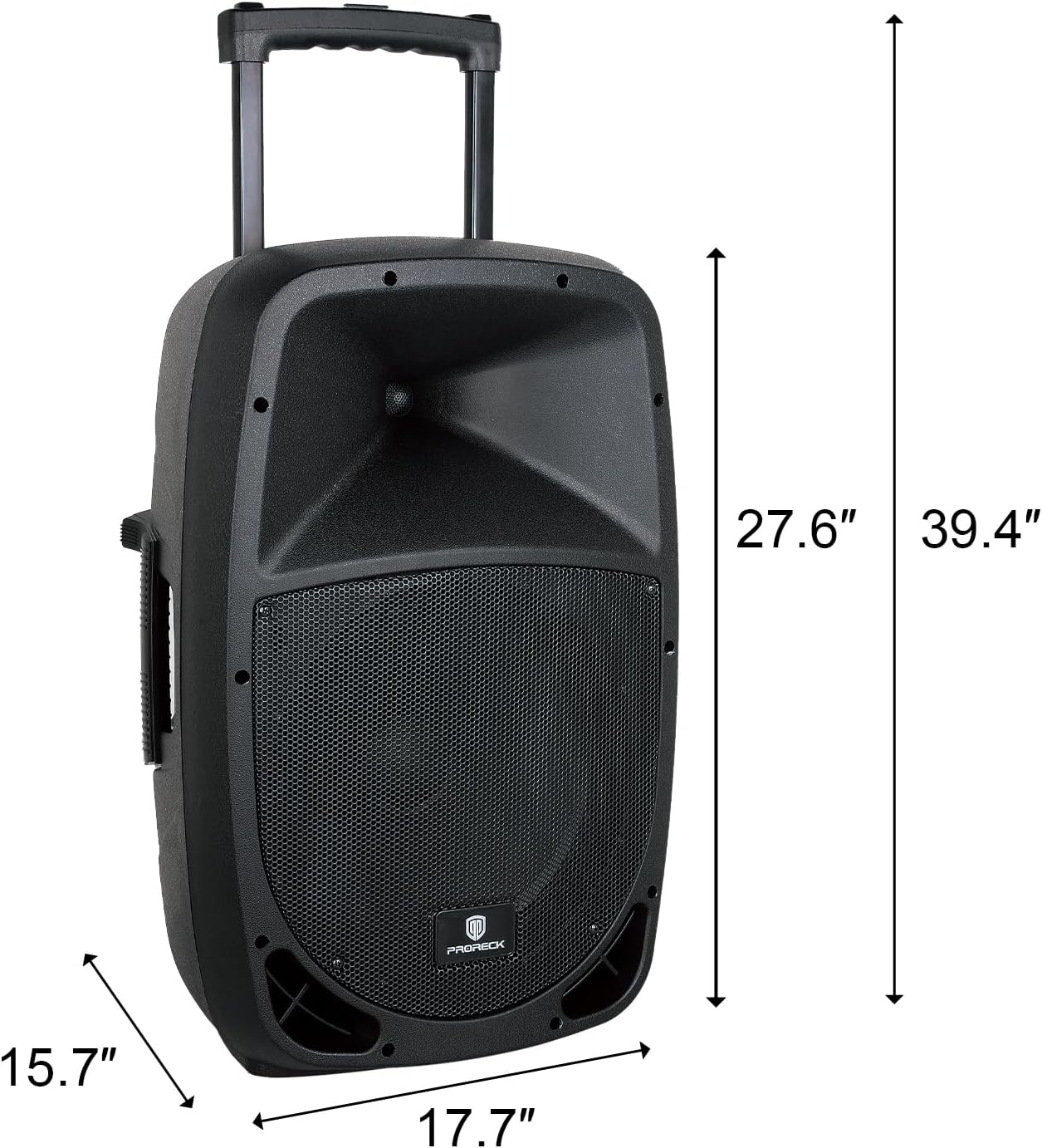 PRORECK Freedom 15 Portable 15-Inch 800 Watt 2-Way Rechargeable Powered Dj/PA Speaker System with Bluetooth/USB/SD Card Reader/FM Radio/Remote Control/Wireless Microphones/Speaker Stand