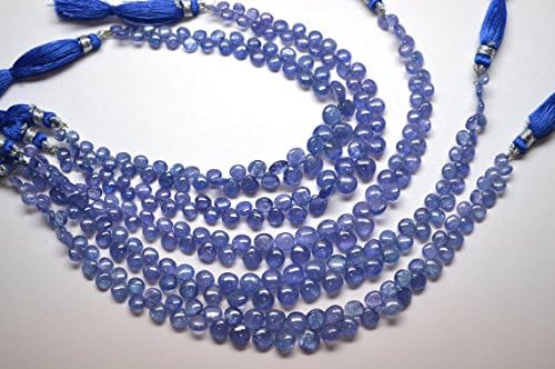 13 inch natural beads strand of 7-4mm smooth heart tanzanite gemstone briolletes beads for DIY jewelry - necklace, bracelet, earring, ring.