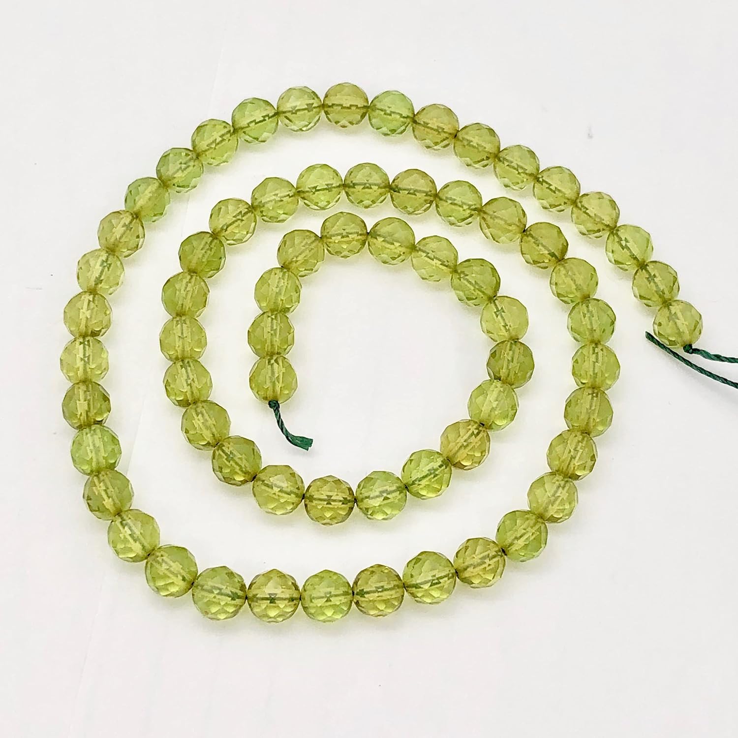 Amber Faceted Round Bead Strand | 6mm | Green | 68 Bead(s) for Jewelry Making