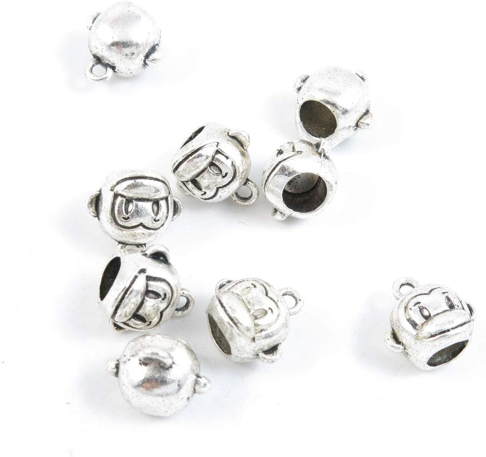 770 Pieces Antique Silver Tone Jewelry Making Charms Crafting Beading Craft Z4WJ2 Monkey Bead Bail Cord Ends