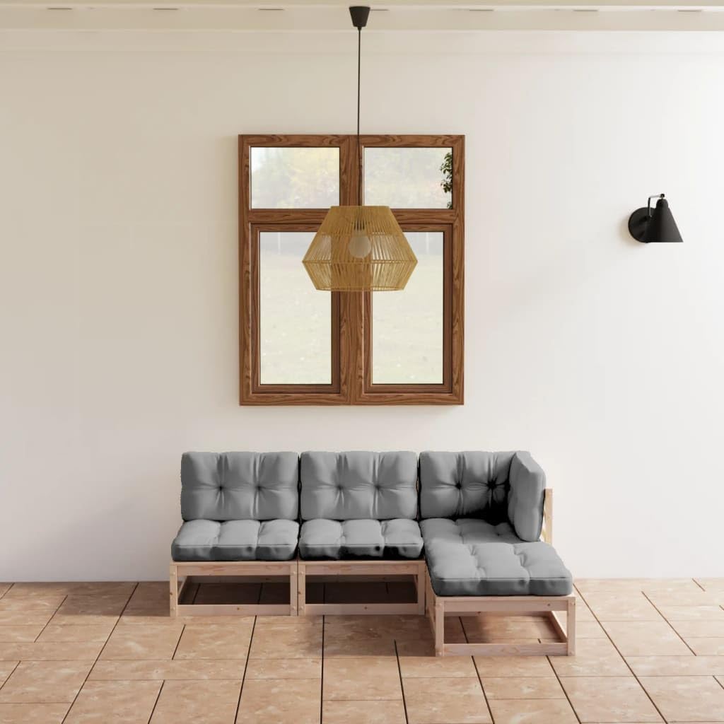 4 Piece Patio Lounge Set with Cushions Solid Wood Pine,Versatile Patio Lounge Set: Relax, Nap, and Unwind in Style Patio Furniture, Outdoor Furniture Sets