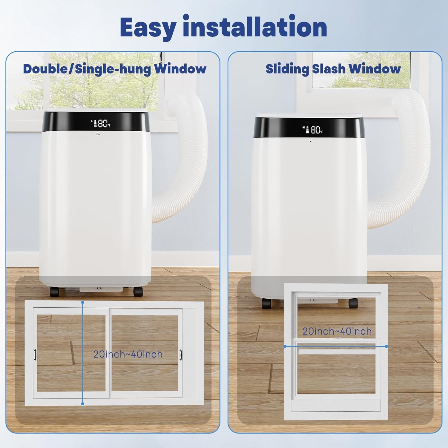 Portable Air Conditioners, 10000 BTU AC Unit with Remote Control, Energy Efficient Quiet Operation for Bedroom, Office, Dorm Rooms Up to 450 Sq. Ft, 24H Timer, Black Top