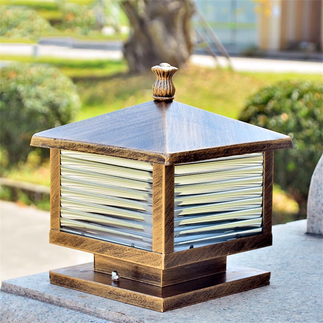 Post Lights Glass Column Cap Lamp Vintage Fence Deck Cap Landscape Lights European Pillar Lamp Waterproof Post Caps for 4x4 5x5 6x6 Wooden Posts Fence Deck Patio Decor