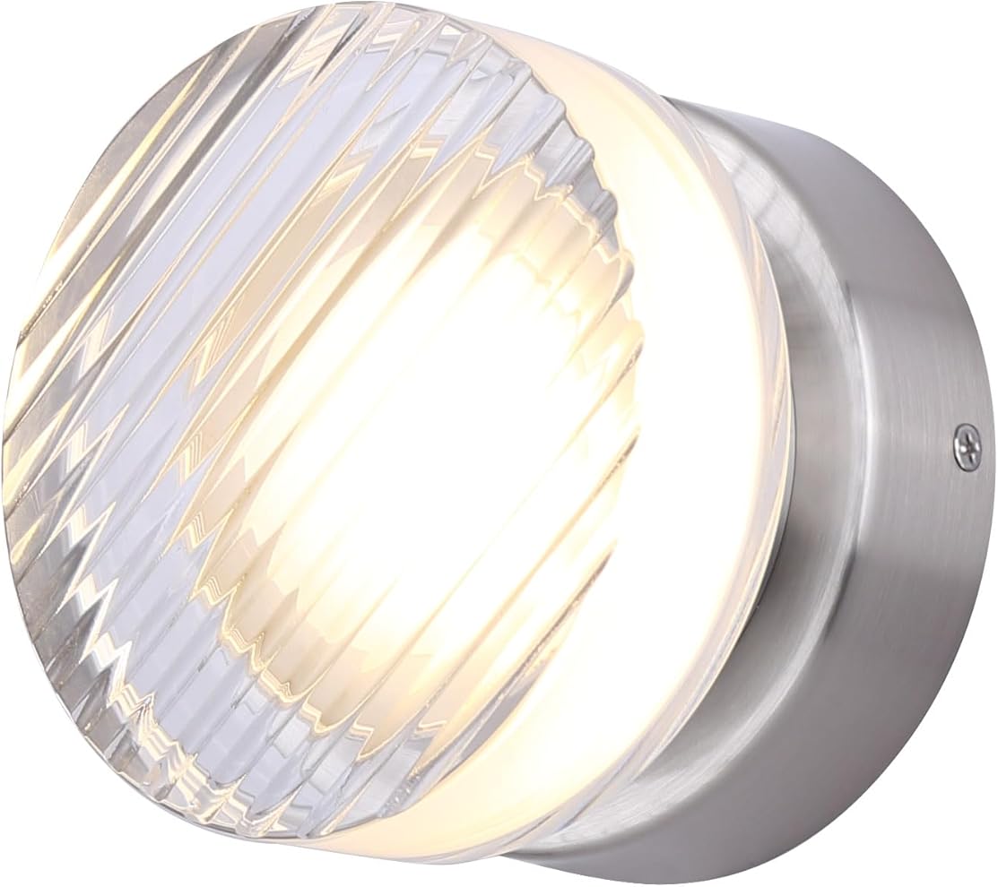 Canarm Benni LED Wall Sconce, Acrylic Shade with Silver Base, 13W Dimmable with 3CCT up to 5000K, Modern Wall Lighting for Bedroom, Hallway or Bathroom Vanity