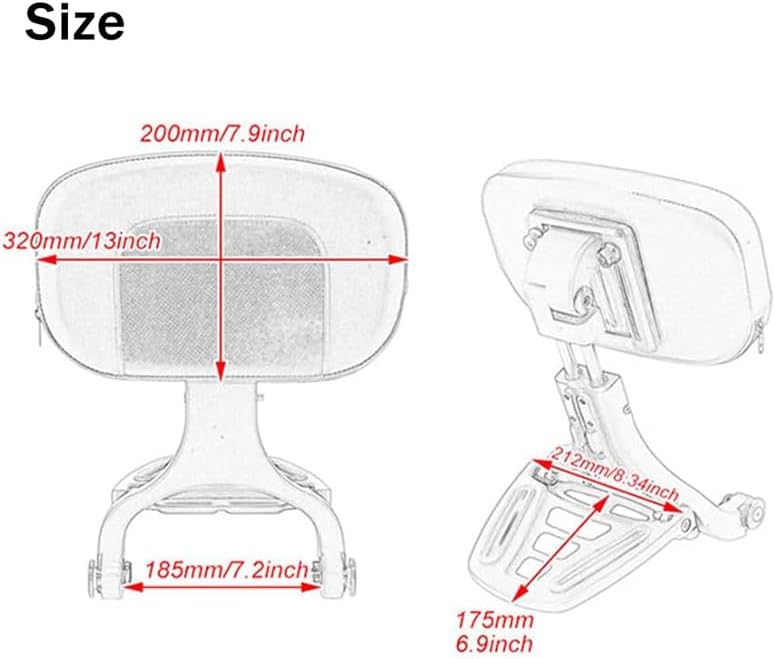 Motorcycle Multifunction Sissy Bar Driver Passenger Adjustable Backrest for Harley Nightster RH 975 Special RH975S 2022 2023 2024 2025 with Folding Luggage Rack Accessories (Black)