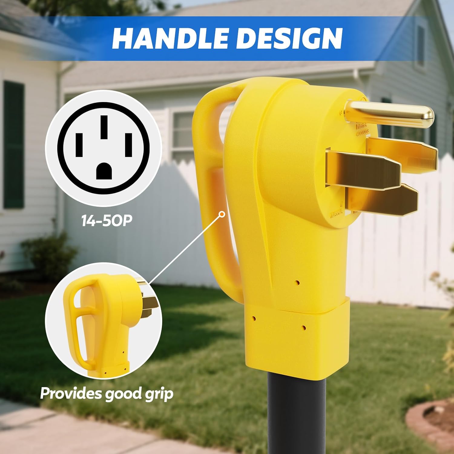 50A Generator Cord with Cord Organizer, 20 FT 14-50P to SS2-50R Power Cord with Grip Handle, Generator Plug with Twist Lock, Generator Cord 50 amp 4 Prong for Emergency or Power Shortage, ETL Listed